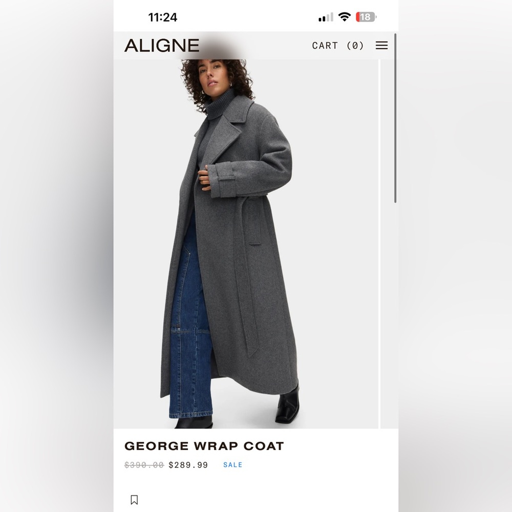 ISO - aligne George coat in grey or black size UK 4 (XS/S)